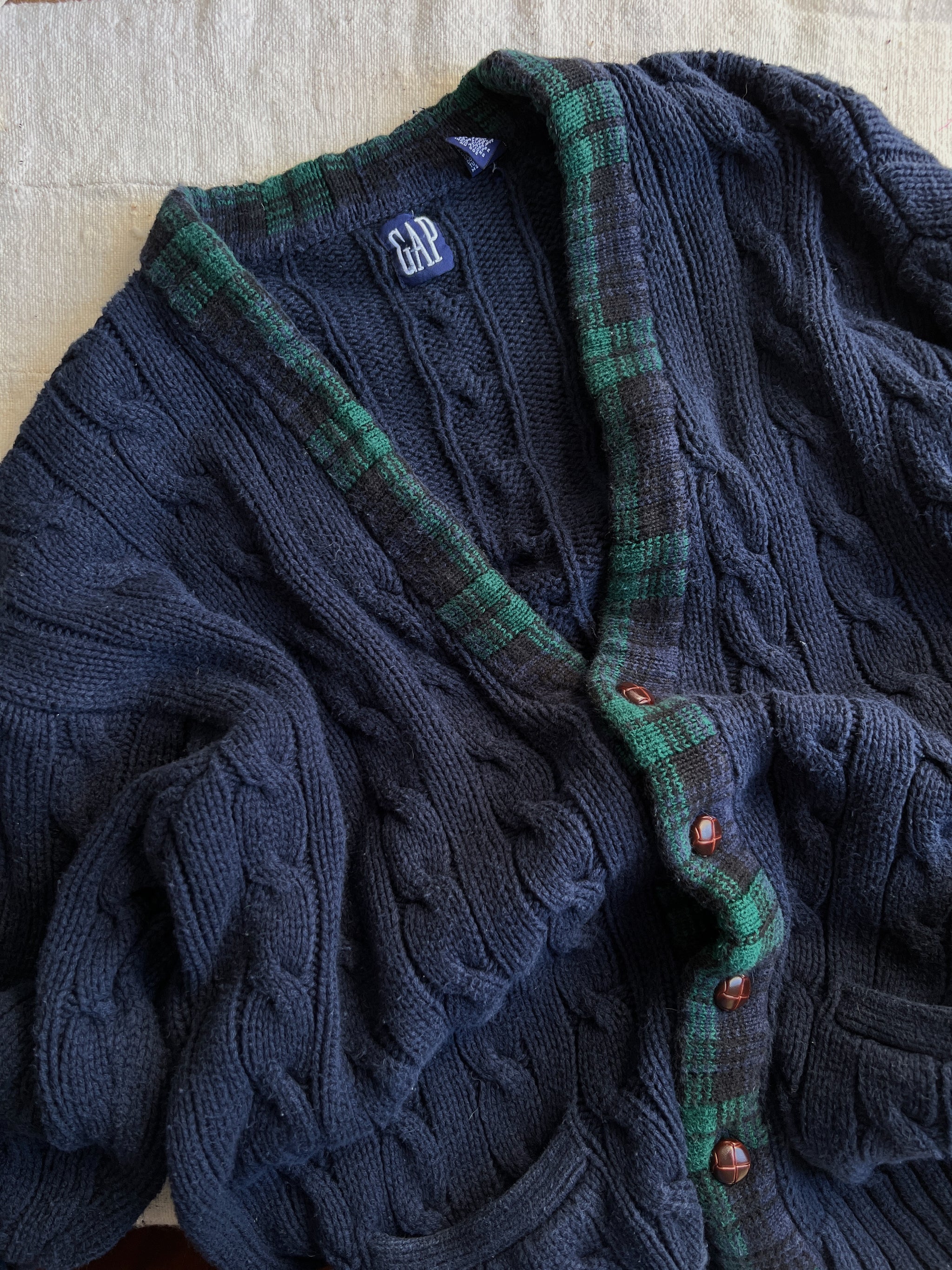 Vintage Gap Flannel Trim Knit Cardigan (L) – Seek + Select